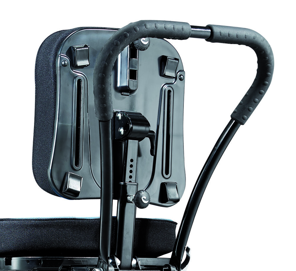 Use the push brace for moving the chair around or angle it ‘up and away’ when it is not in use