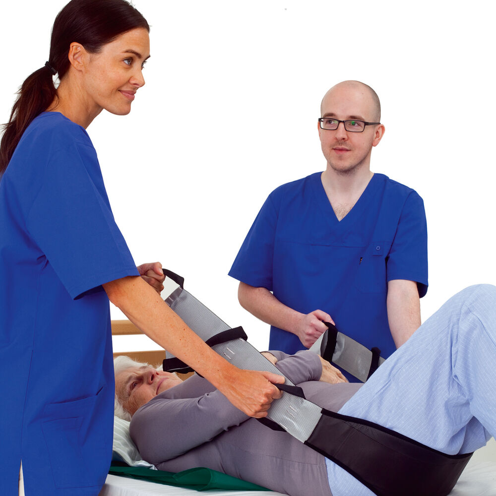 Immedia Sling with handles acts as an extension of the arms, allowing the caregivers to offer support and assistance whilst maintaining a good ergonomic position and grip.