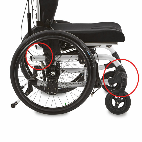 The seat to floor height is adjustable. Adjust the height on the back of the chair and the angle of the front wheels will remain in the correct position.