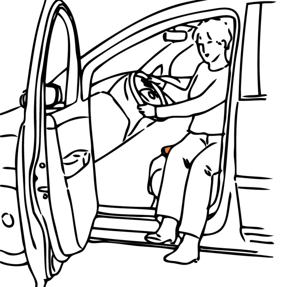 In and out of a car