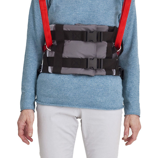 Ambulating Vest with double buckle system distributes pressure over a larger surface.