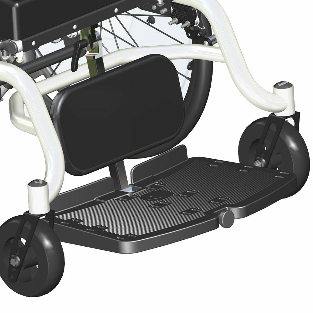 Calf support for centrally mounted foot plate