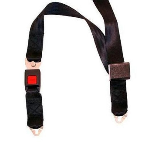 The crash-tested (SAE J2249) transit lap belt provides additional occupant safety when riding in a bus or van. The belt connects to the bus anchored shoulder restraint harness and is used in addition to the pelvic positioning belt.