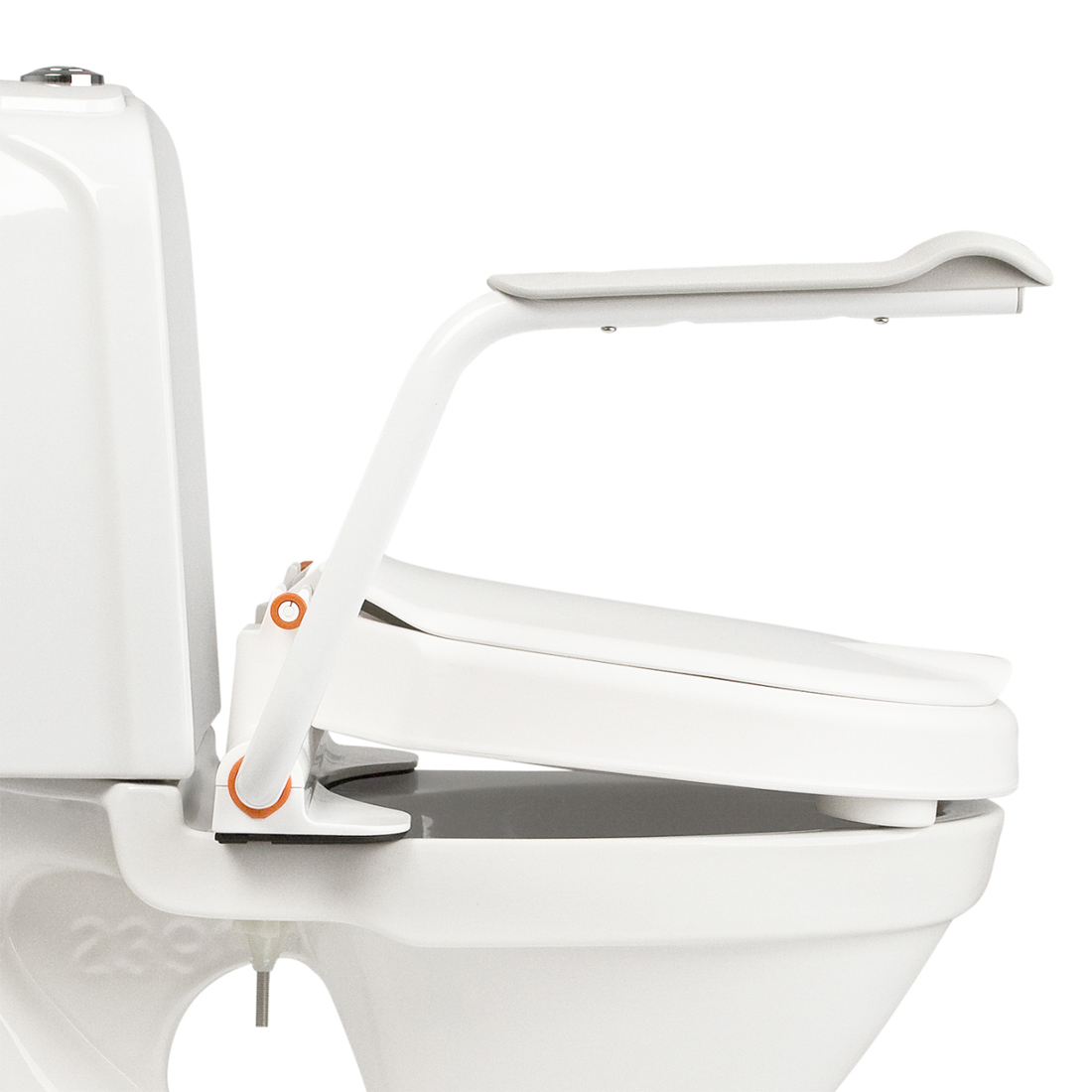 Etac Hi-Loo raised toilet seat angled