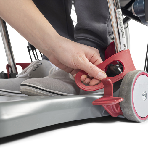 Molift Raiser Pro Heel Strap with user, close-up