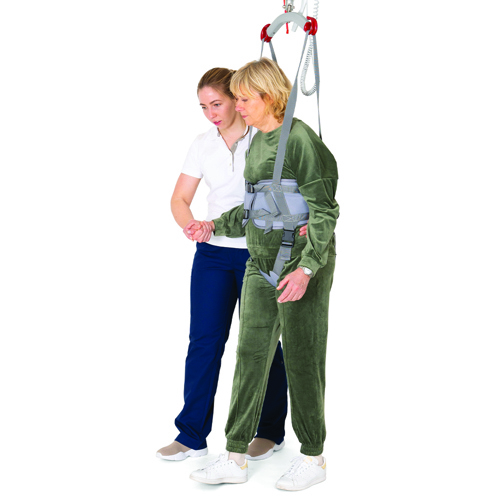 Molift UnoSling Ambulating Vest Carere and patient walking sideview