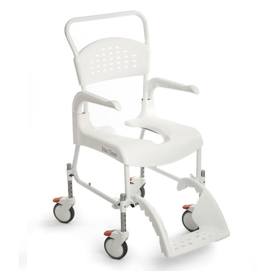Etac Clean Height Adjustable shower commode chair in white