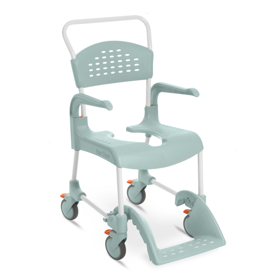 Etac Clean shower commode chair in lagoon green