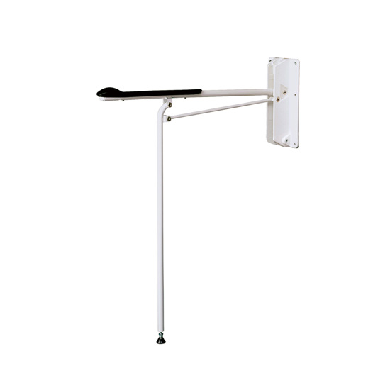 Etac Optima folding toilet arm support with supporting leg.