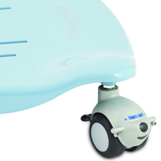 Pastel blue base plate with airplane castors