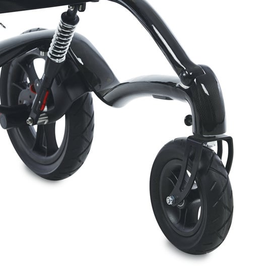 7" turnable front wheels, with directional stabiliser.