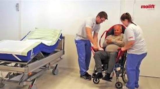 Hoe maak ik een transfer met de Molift Air en RgoSling van bed naar rolstoel