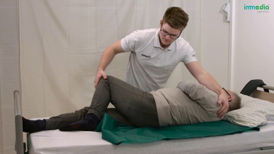 Positioning higher in bed using OneManSling and MultiGlide