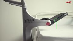 When transferring, the marker indicates a safe stopping point for the device when the user is getting up or sitting down.